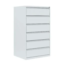 Karteischrank Karteikartenschrank DIN A5 Quer Dreibahnig 6 Schubladen Weiß 565637