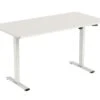 SIGMA Elektrisch Höhenverstellbarer Schreibtisch, P2-Grade Spanplatte/Metall/Kunststoff, 160x80x73.5-121 Cm, 2-Gang-Motor, Abgerundete Ecken, Weiß
