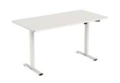 SIGMA Elektrisch Höhenverstellbarer Schreibtisch, P2-Grade Spanplatte/Metall/Kunststoff, 160x80x73.5-121 Cm, 2-Gang-Motor, Abgerundete Ecken, Weiß