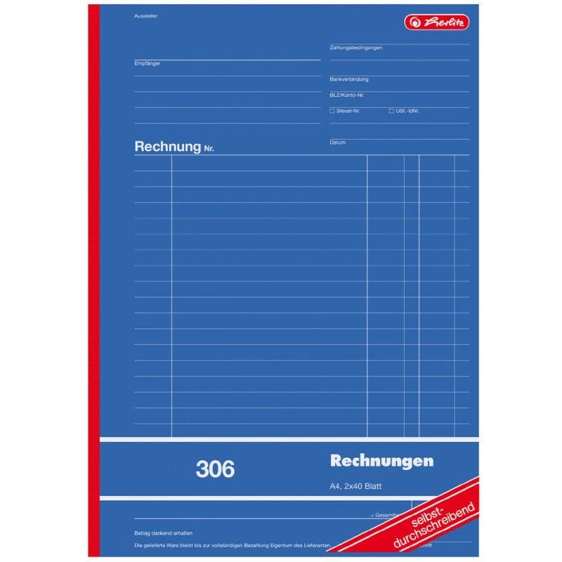 Herlitz Formularbuch 'Rechnung 307', DIN A5, 3 X 40 Blatt
