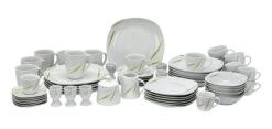 Kombiservice Aviva 62tlg. Weiß Mit Farbigem Dekor Für 6 Personen