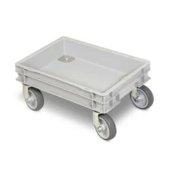 6 Transportroller F. Behälter, Blau, 4 Lenkrollen, 2 M. Bremse, Graue Gummiräder, Trg 250 Kg -Einrichtungsgeschäft 4c79c38b fa94 4a7f b367 691b99665e99