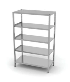 Edelstahl Gastro-Lagerregal Mit 5 Verstellbaren (perforierten) Ablagefächern | AISI 430 Qualität | HxBxT 180x140x40 -Einrichtungsgeschäft 5019c316 2baa 4541 8426 ce1dfec224fe