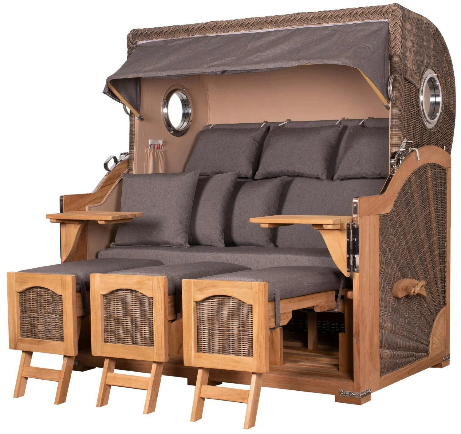 Strandkorb - bene living - Ammersee Grande XXL Teak Bullauge - PE grau - Modell 551 - 3-Sitzer inkl. Liftersystem Strandkorb - Bene Living - Ammersee Grande XXL Teak Bullauge - PE Grau - Modell 551 - 3-Sitzer Inkl. Liftersystem -Einrichtungsgeschäft 6593313f 0704 4115 90fb 97bacb695be8