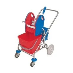 CleanSV® Verchromter Putzwagen Mit Profi Mopresse, 2 Gitterkörben, 1 Ablage Und 2 Plastikeimer -Einrichtungsgeschäft 6a06beff 2238 4bc4 b572 75f71cda77d7