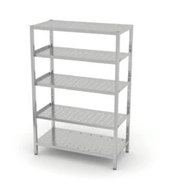 Edelstahl Gastro-Lagerregal Mit 5 Verstellbaren (perforierten) Ablagefächern | AISI 430 Qualität | HxBxT 180x140x40 -Einrichtungsgeschäft 79acc03a 029a 4407 8a3b 29ff342d826e
