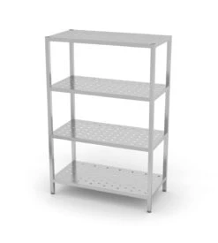 Edelstahl Gastro-Lagerregal Mit 5 Verstellbaren (perforierten) Ablagefächern | AISI 430 Qualität | HxBxT 180x140x40 -Einrichtungsgeschäft 9265cb06 1b2f 4351 b13e 79067ede826b