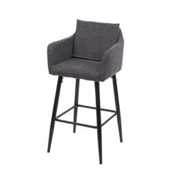 Barhocker HWC-H93, Barstuhl Tresenhocker, Fußablage Metall ~ Stoff/Textil Hellgrau -Einrichtungsgeschäft 931779e0 f722 417d 9283 88d9c88c494b