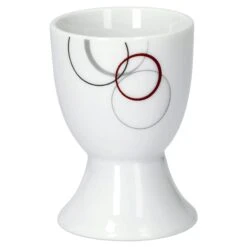 Kombiservice Palazzo 62tlg. - Weißes Porzellan Mit Kreise- Dekor In Grau Und Dunkelrot - Für 6 Personen -Einrichtungsgeschäft bb7298e5 15b0 40a0 a07e 97406b38cae2