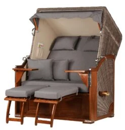 Strandkorb Komplettset - Bene Living - Schaalsee Mahagoni - PE Grau - Modell 534 - Inkl. Liftersystem -Einrichtungsgeschäft be96a316 12bb 4dad 9eb5 03acbda6167c 1