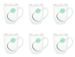 6er Set Kaffeebecher Palazzo 33cl - Kaffeetasse Aus Weißem Porzellan Mit Dekor-Kreisen In Grau Und Dunkelrot -Einrichtungsgeschäft cbc543cc a4e8 4714 a502 02622687222f