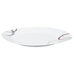 6er Set Dessertteller Flach Palazzo 19cm - Kuchenteller / Frühstücksteller Aus Weißem Porzellan Mit Dekor-Kreisen In Grau Und Dunkelrot -Einrichtungsgeschäft d46ae29d 21bc 4e7c 8098 ffd3b9b9cfcd