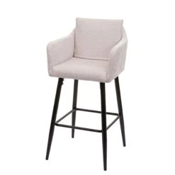 Barhocker HWC-H93, Barstuhl Tresenhocker, Fußablage Metall ~ Stoff/Textil Hellgrau -Einrichtungsgeschäft ecd362f9 79a1 4f10 950d 9ec428da9b11